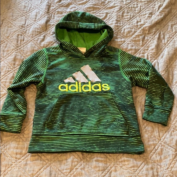 Boys Adidas hoodie green & black size 5